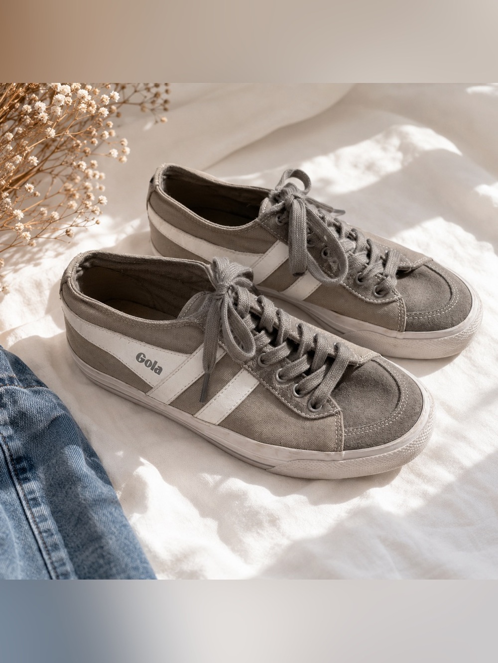 Gola Women’s Gray Canvas Sneakers Size 8 Casual Lace-Up Shoes